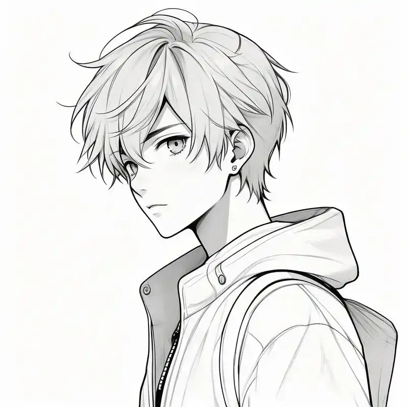 96动漫男生帅气黑白素描头像94