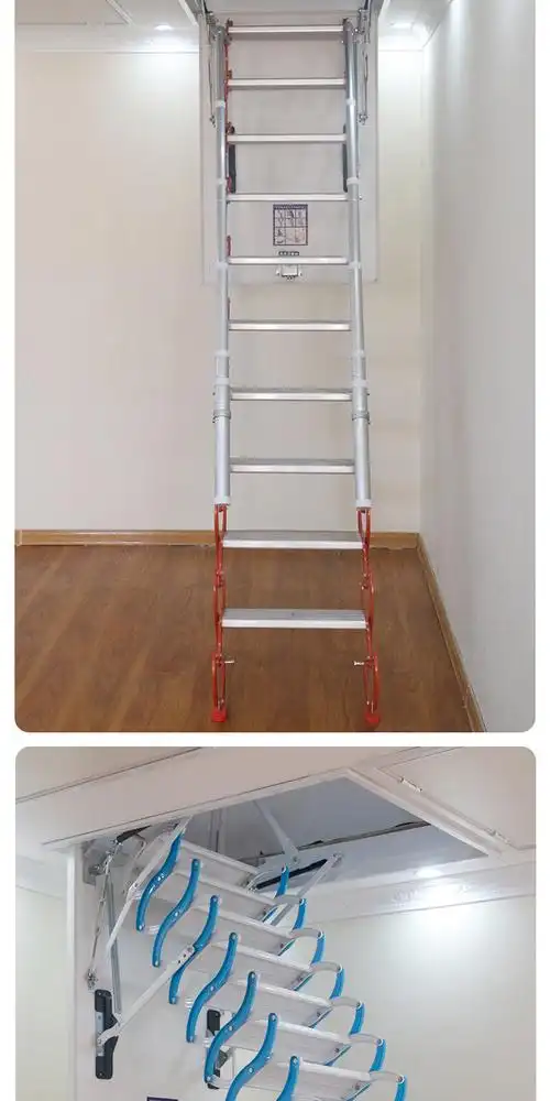 爬梯升降家用楼梯室内折叠拉伸升降梯手动冷轧钢备注洞口尺寸和安装