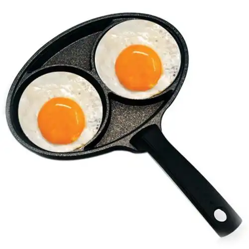 韩国进口lacena2口煎鸡蛋锅荷包蛋双口煎鸡蛋小锅迷你煎锅电磁炉