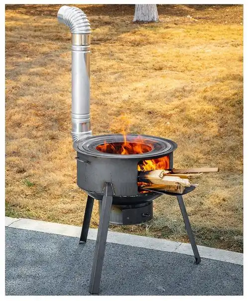 铸铁柴火灶农村家用烧柴火炉子户外便携烧木柴取暖锅灶新款大口炉露天