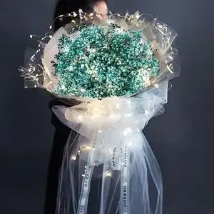 满天星大花束巨型带灯蓝色天然干花超大干花花束大束包装送人ins