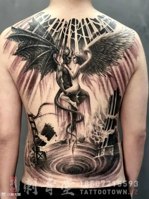 9515背 · 恶魔天使 ·遮盖_纹身图案手稿图片_宋光磊的纹身作品
