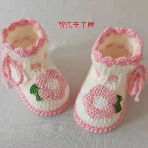 春秋纯手工编织毛线婴儿鞋子0-12夏季公主满月宝宝鞋软底步前鞋