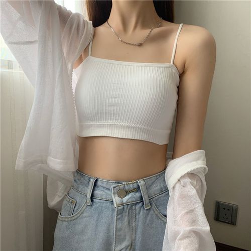 娴妃2件装内衣女学生韩版初中生少女美背吊带小背心女士内穿裹胸抹胸