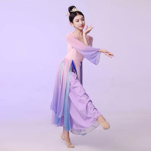 儿童古典舞演出服飘逸纱衣少儿民族练功服唯美扇子舞中国舞演出服