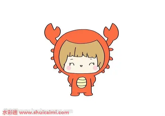 巨蟹座简笔画的画法步骤图解