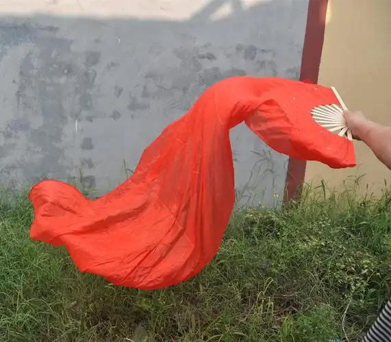 大红色双面秧歌加长跳舞扇舞蹈扇子长扇长绸扇