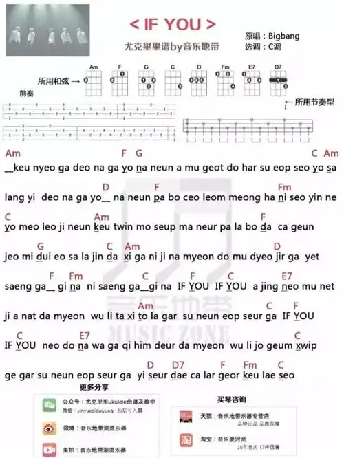 曲谱ifyoubigbang尤克里里弹唱谱及指弹谱