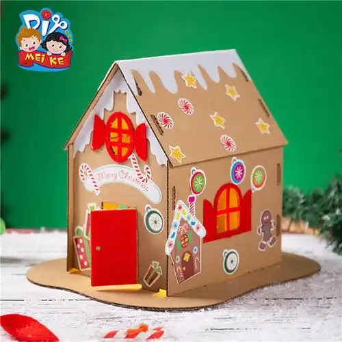 3成交7件diy儿童手工模型制作材料孩涂鸦硬纸箱diy玩具纸壳屋纸板房子