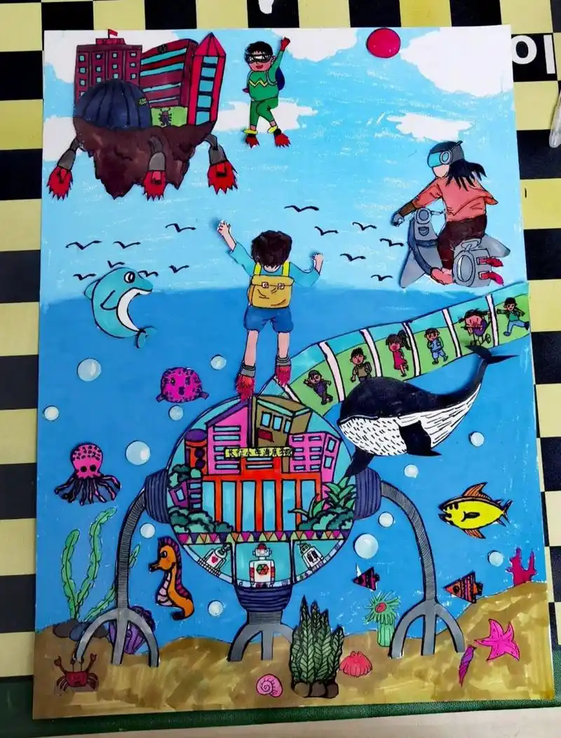 未来校园幻想画