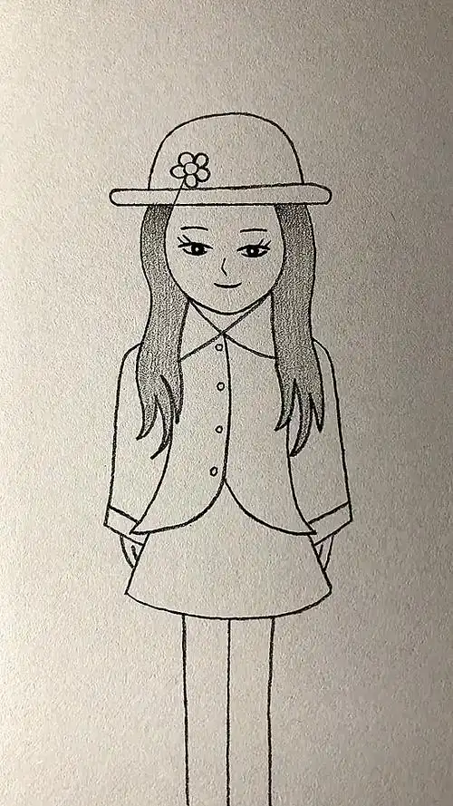 简笔画用汉字女人画美丽的女孩