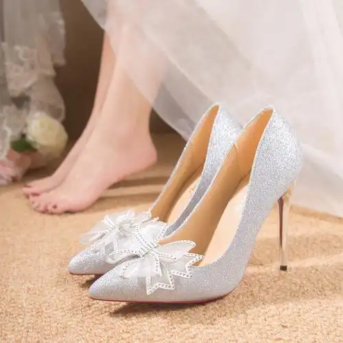 35-45大码婚鞋女新款高跟主婚纱法式新娘鞋不累脚细高跟单鞋代发