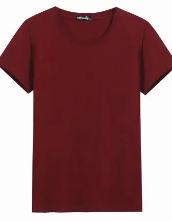 短袖t恤纯棉圆领韩版潮流t恤青年大码衣服男装半袖打底衫 纯色酒红色