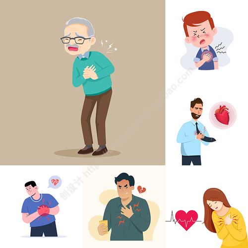 胸口疼痛人物插画 心脏疾病胸闷心痛症状 ai格式矢量设计素材