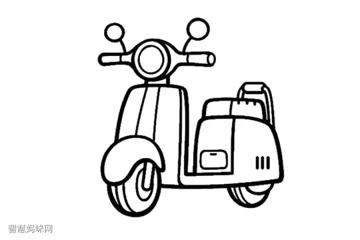 可爱的电动车简笔画画法步骤