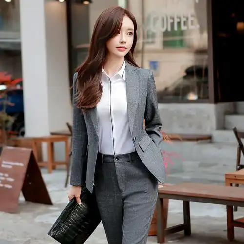 黑色长袖小西装外套女夏季短款韩版修身正装面试大学生西服ol职业套装