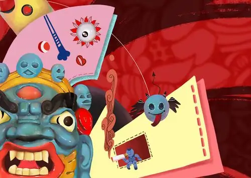 戏剧插画一藏戏面具贪嗔痴