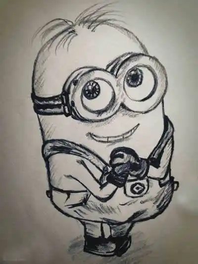 超萌可爱的小黄人卡通动漫素描画作品欣赏