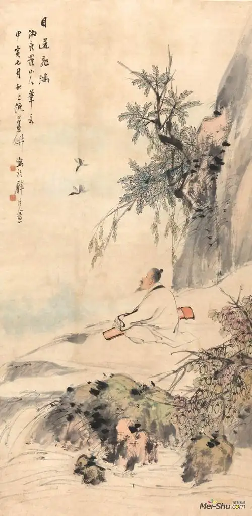 《目送飞鸿》倪田中国画作品欣赏_名画欣赏_美术网-mei-shu.com