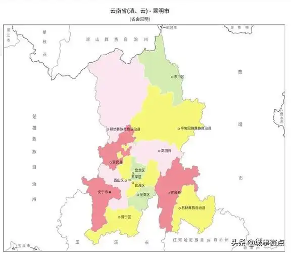 完整版云南省行政区划图县级市达16个市辖区仅17个
