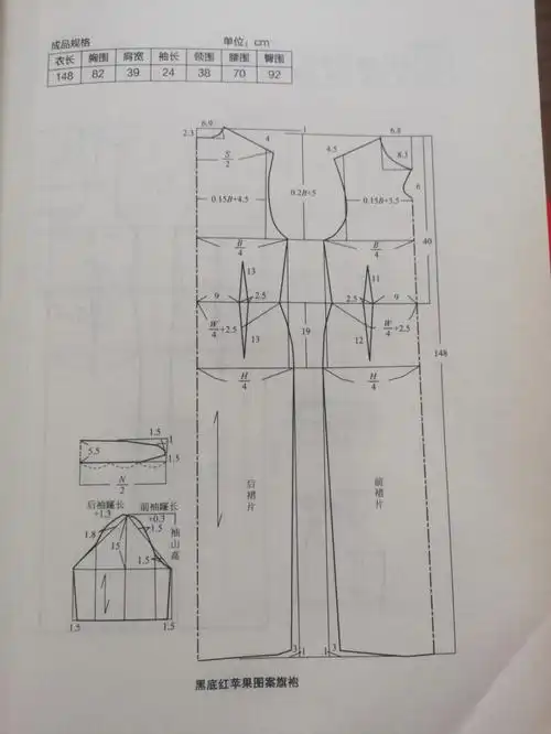 水滴领旗袍版型纸样