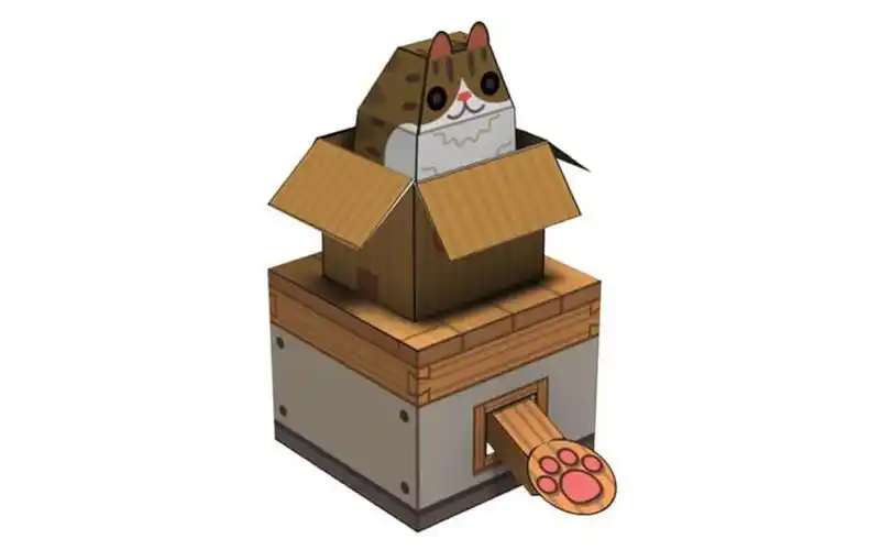 盒子里的猫 可动纸模型 制作过程