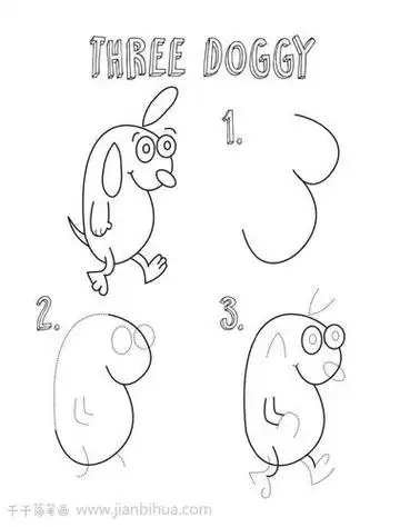 用数字3画一只小狗简笔画