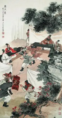 【1984年作 鸿门宴 立轴 设色纸本】拍卖品_图片_价格_鉴赏_绘画_雅昌