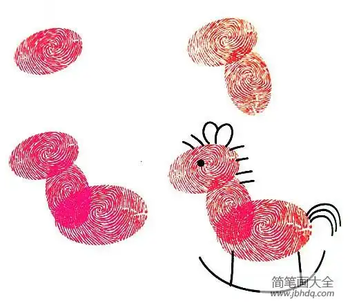 小木马手指画的画法