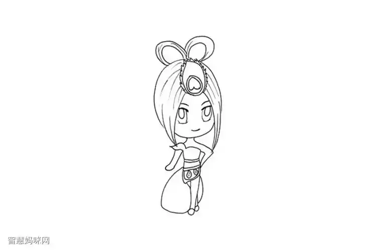 蓝孔雀仙子简笔画画法步骤