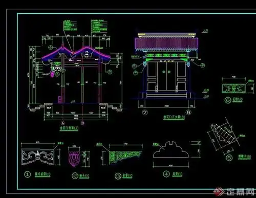 古典中式风格四合院大门cad施工图[原创]