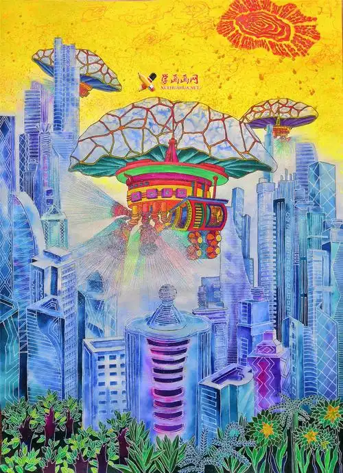《城市降温机》赏析__科幻画_科幻画图片大全_学画画网_国内最大的