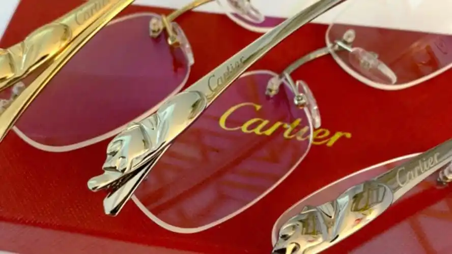 亮点cartier眼镜框男时尚精典豹头无框近视ct0058o卡地亚眼镜架