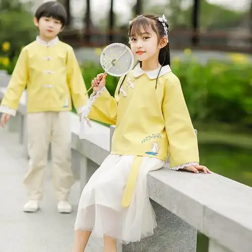 套装女儿童校服汉服照服小学生班服中国风幼儿园园服春秋季