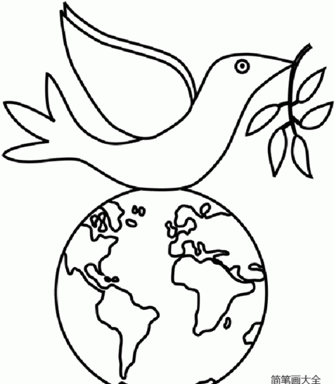 世界和平和平鸽简笔画图片