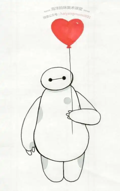 简笔画图片大全画法步骤详解超能陆战队大白大白的简笔画教程步骤4