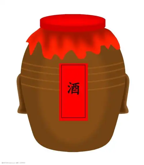 手绘陶瓷酒坛子插画