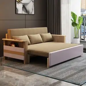 实木沙发床两用可折叠小户型客厅多功能抽拉式推拉伸缩坐卧两用床