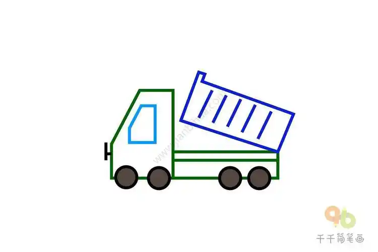 翻斗车简笔画翻斗车简笔画(简约型文化普通难度)-工程车_千千简笔画