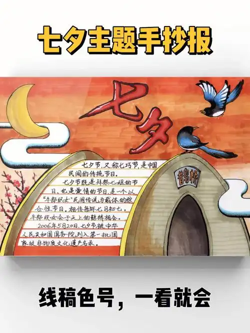 努力#笔记灵感  #手抄报  #手抄报模板  #手抄报作业  #七夕节  #画画