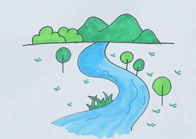 漂亮的小河简笔画