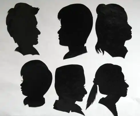 侧面人物剪纸简单牛顿a班创意剪纸侧面人现代剪纸《侧面肖像剪影》带