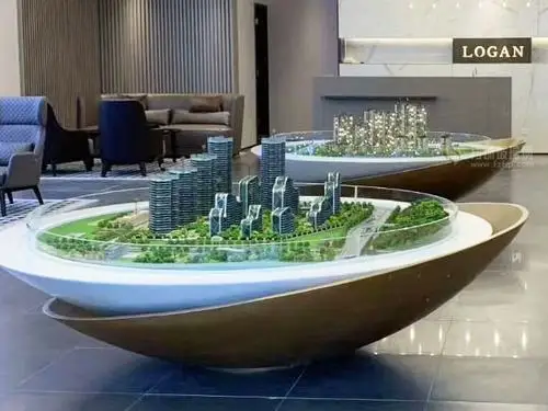 方圳为珠海楼盘定做的玻璃钢沙盘型号zp318,圆形的沙盘尺寸规格为φ