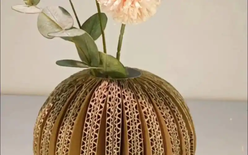 瓦楞纸壳diy手工艺术花瓶,纸壳这该死的艺术气质又来了.
