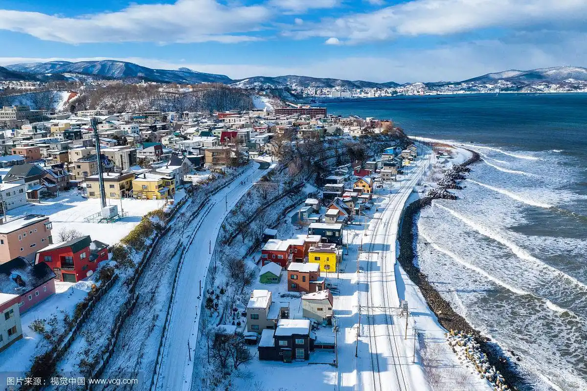 日本小樽雪景城市