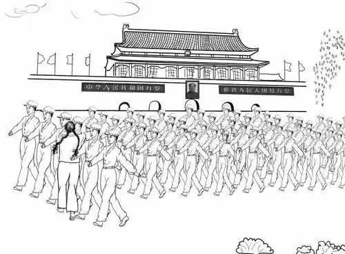 八一阅兵图简笔画 简笔画图片大全-普车都