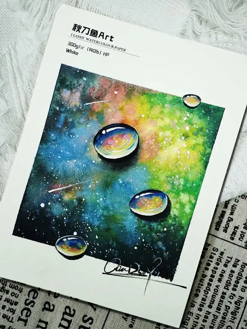 水彩插画|水滴星辰.#绘画 #水彩 #画画 #治愈系风景 # - 抖音