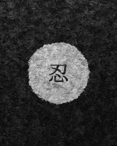 黑白创意毛绒油脂针织汉字忍