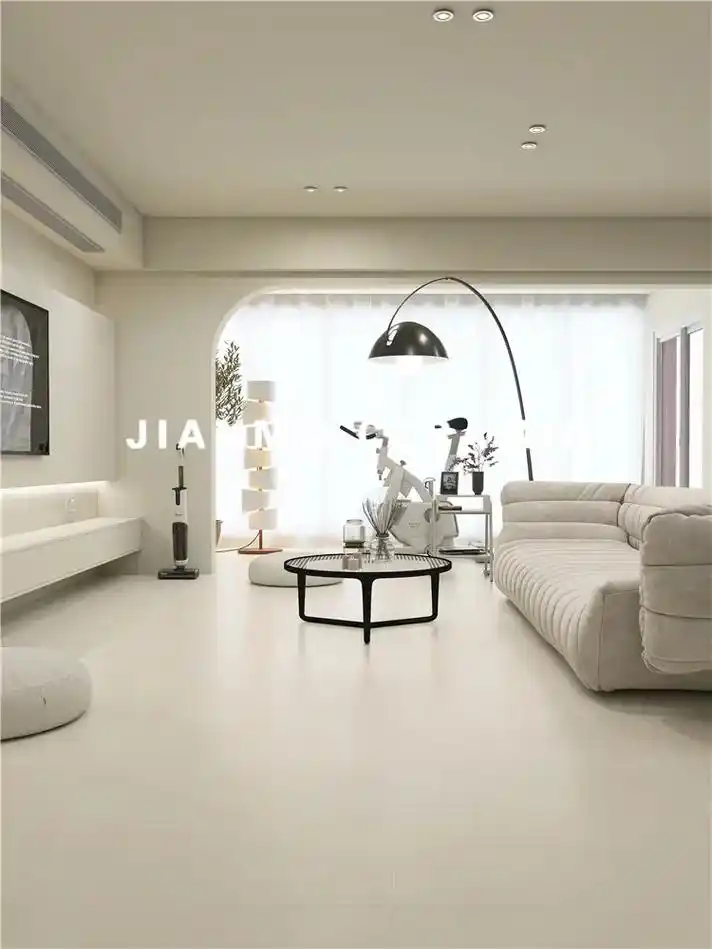 奶油色客厅地砖不香吗还选微水泥