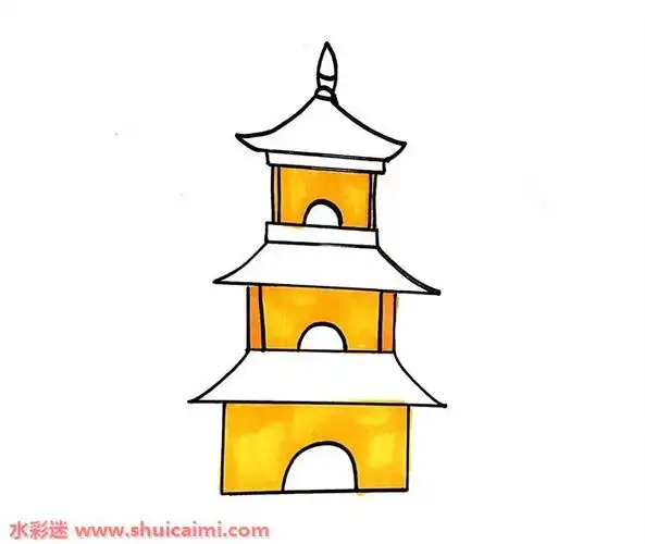 古塔怎么画古塔简笔画简单易画彩色